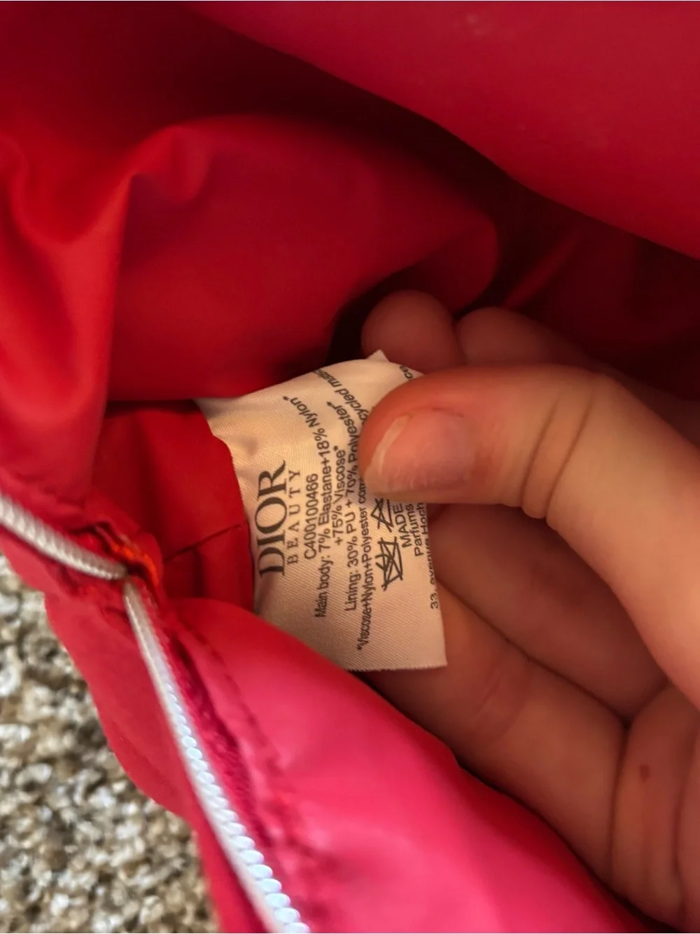 Dior Red Travel Pouch with Silver Zipper